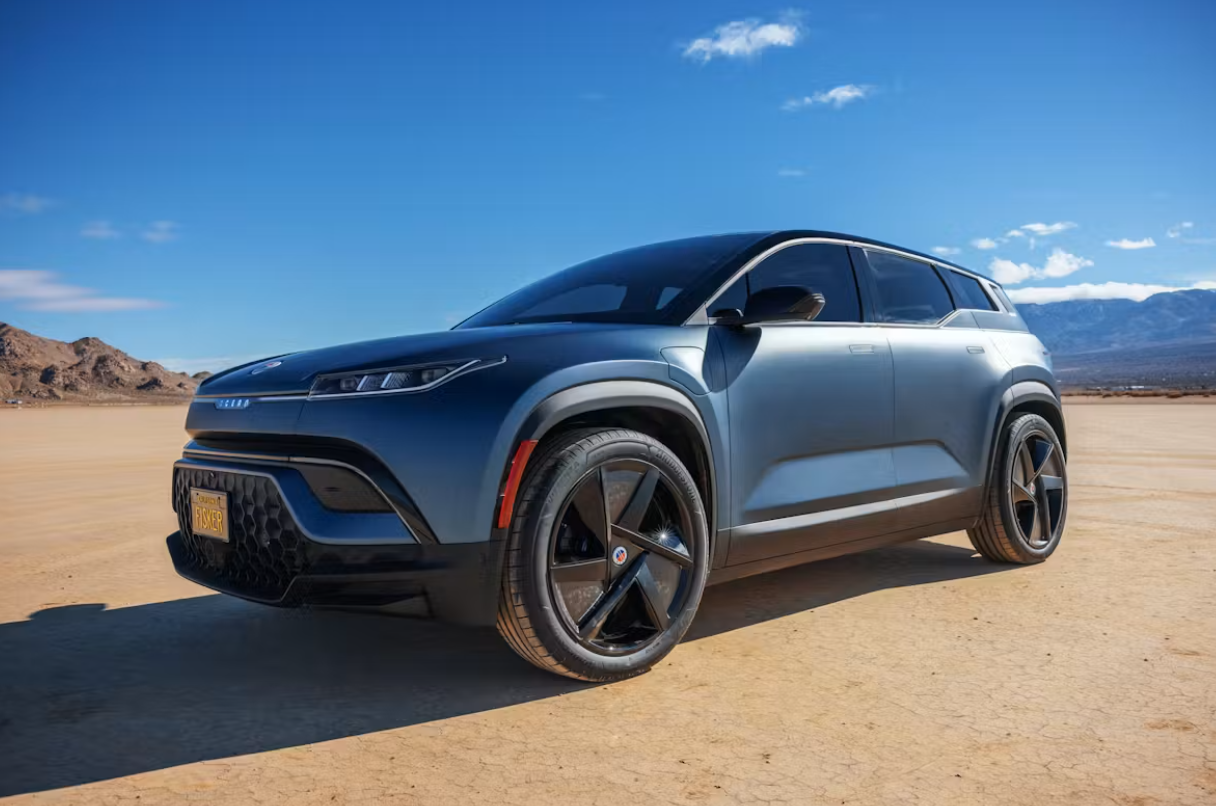Fisker ocean electric car in the desert